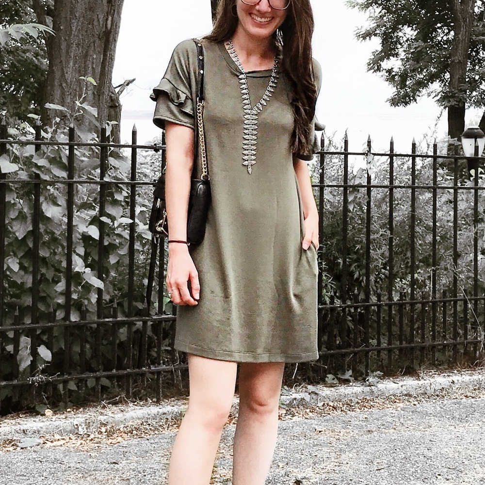Lush ruffle sleeve t shirt dress